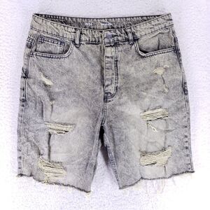 Denim Co Jean Shorts Denim Cotton Mens SZ 34 Blue Yellow VTG 90s Button Fly Y2K